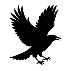 Flying Crow bird silhouette vector illustration perfect for logo design, art projects, and graphic design. Crow Birds Collection