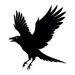 Flying Crow bird silhouette vector illustration perfect for logo design, art projects, and graphic design. Crow Birds Collection