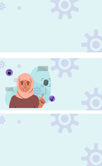 Woman Using Fingerprint Authentication scanner