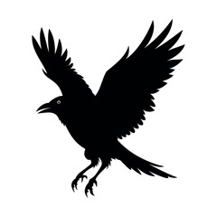Flying Crow bird silhouette vector illustration perfect for logo design, art projects, and graphic design. Crow Birds Collection