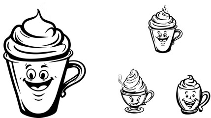 Big hand-drawn colored and monochrome sketch of ice cream or frozen,ice cream icon