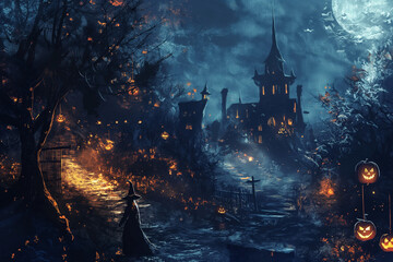 Obraz premium Halloween post card background, poster, frame image