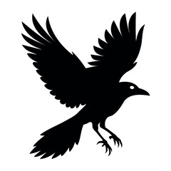 Flying Crow bird silhouette vector illustration perfect for logo design, art projects, and graphic design. Crow Birds Collection