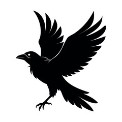 Flying Crow bird silhouette vector illustration perfect for logo design, art projects, and graphic design. Crow Birds Collection