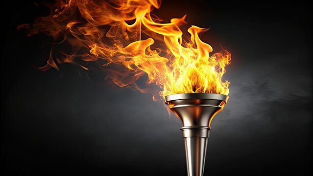 Artistic rendition of captured flames resembling an Olympic torch, fire, flames, torch, artistic, creative, design