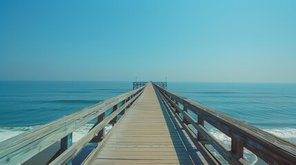 Obraz premium Serene Seascape - Tranquil Pier Extending into Ocean Horizon