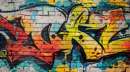 Obraz premium Graffiti alphabet mural on a large wall