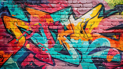 Fototapeta premium Graffiti alphabet mural on a large wall