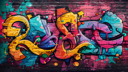 Graffiti alphabet mural on a large wall