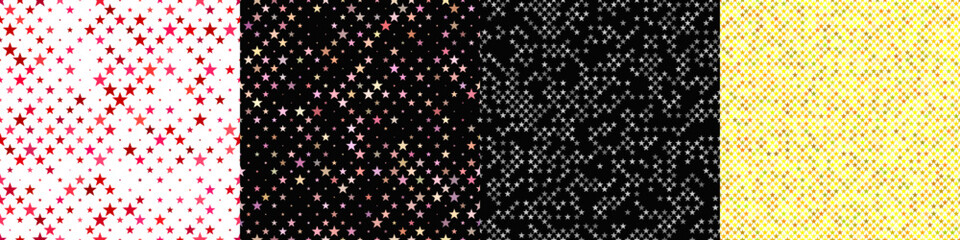 Seamless pentagram star pattern set