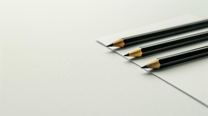 Pencils lie on a white sheet of paper, banner for a stationery store