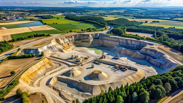Aerial view of the gravel quarry Philipp Graben Neudorf, gravel, quarry, aerial, view, landscape, industrial