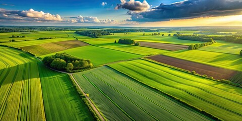 Aerial view of a vibrant green field , lush, aerial, view, green, field, landscape, nature, agriculture, beauty, countryside