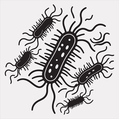 bacteria vector silhouette on a white background