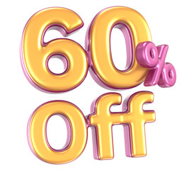 Number 60 Percent Off 3D Render