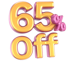 Number 65 Percent Off 3D Render