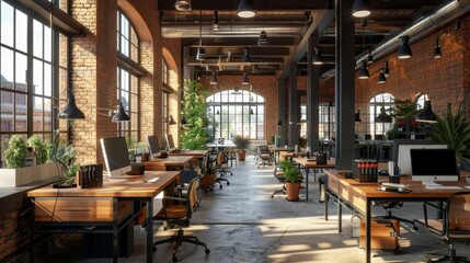 Industrial Loft Office Interior Design.
