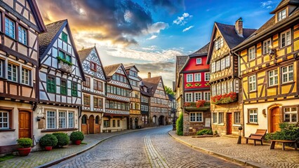 Fototapeta premium Beautiful medieval town in Germany with charming half-timbered houses and cobblestone streets , Lippstadt, Germany