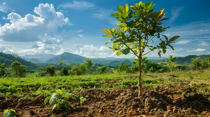 Obraz premium Thriving Tree in a Carefully Managed Garden Setting for Ecological