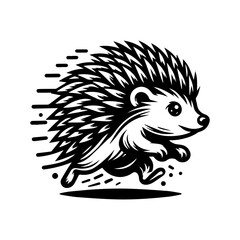 running hedgehog animal logo design