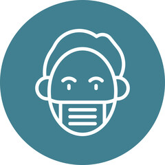 Man Wearing Mask Vector Line White Circles Multicolors