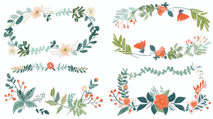 Four of Floral Frames Elegant Linear Borders with Flowers