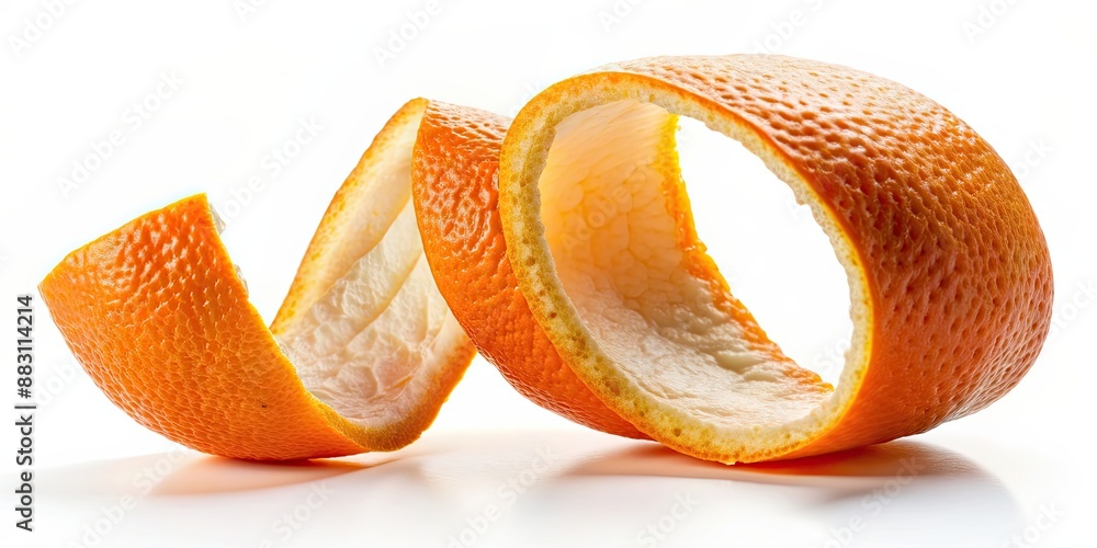 Canvas Prints Close-up of a single orange peel twist , citrus, fruit, fresh, vibrant, texture, zest, fragrant, healthy, natural, food