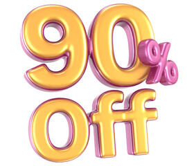 Number 90 Percent Off 3D Render