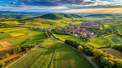 Fototapeta premium Aerial view of the beautiful landscape of Pfalz in Germany , aerial, view, landscape, Pfalz, Germany, bird's eye view