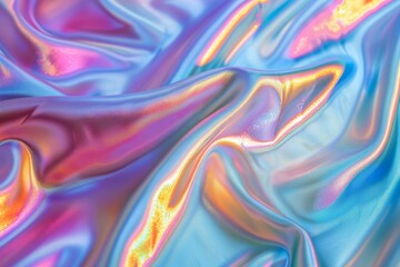 Obraz premium Iridescent fabric background. Shiny mother of pearl fabric, bright multi-colored fabric, Generative AI