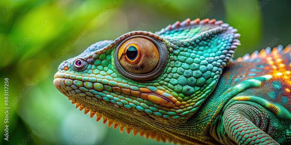 Poster Close up of a chameleon blending into its surroundings, chameleon, reptile, lizard, camouflage, nature, wildlife, close-up