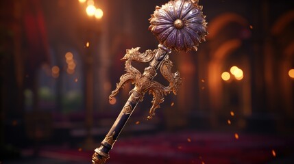 A Sikh ceremonial sword adorned with intricate decorations and symbols, exuding elegance and cultural significance. 