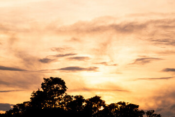 Wonderful Sunset sky Background in hot season .