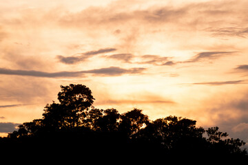 Wonderful Sunset sky Background in hot season .