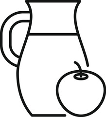 Simple line icon of a pitcher full of apple juice, symbolizing health and wellbeing