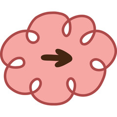 Cute hand drawn arrow mark as postpone sign in the shape of cloud. Diary note element with checkbox. Tick arrow point as delay symbol for weekly planner, notebook