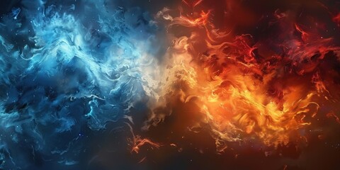 Fototapeta premium Abstract Cosmic Dance of Fire and Ice