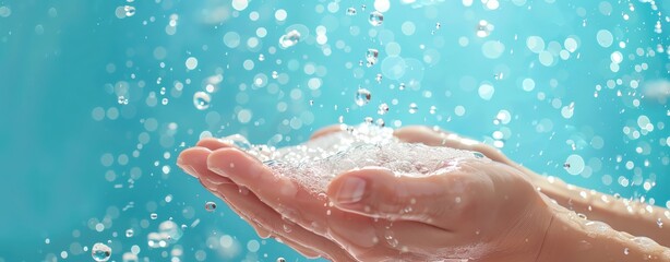 Fototapeta premium Global Handwashing Day, promoting cleanliness, ample copy space