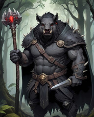 Obraz premium A monstrous behemoth beast a wild boar as fantasy warrior 