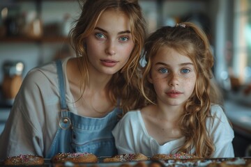 Fototapeta premium A Mother and Daughter's Sweet Creation