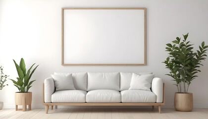 Frame mockup, ISO A paper size. Bedroom poster mockup. Modern interior design. Living room Interior mockup with house background. 3D render