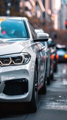 Fototapeta premium Modern Urban Mobility: Car Sharing Apps as a Progressive Solution for Vehicle Rentals and City Transportation, Enhancing Convenience and Reducing Costs for City Dwellers.