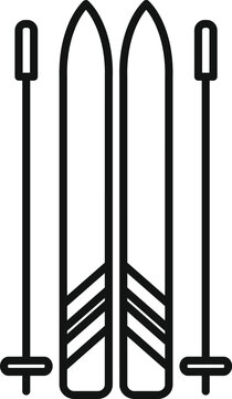 black skis and poles clip art preview