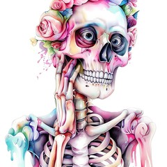 a Skeleton clipart,watercolor clipart , isolated on white background