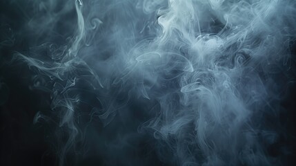 Swirling white smoke on a dark background, creating a mystical and atmospheric scene. Halloween art, abstract backgrounds, atmospheric visuals, graphic design elements, dramatic effects.