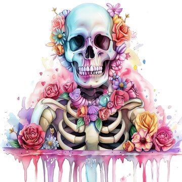 recommend clip art: a Skeleton clipart,watercolor clipart , isolated on white background