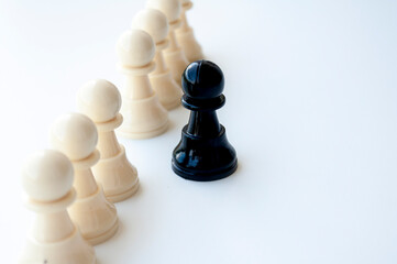 Black knight getting ready for battle. Chess game concept.