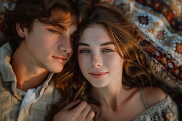 Fototapeta premium Couple's Golden Hour Embrace
