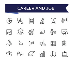 Career And Job Line Icons set with editable stroke collection for web and ui. Line icons pack. Vector illustration.