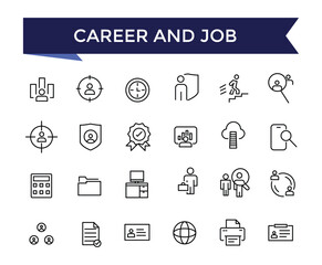 Career And Job Line Icons set with editable stroke collection for web and ui. Line icons pack. Vector illustration.